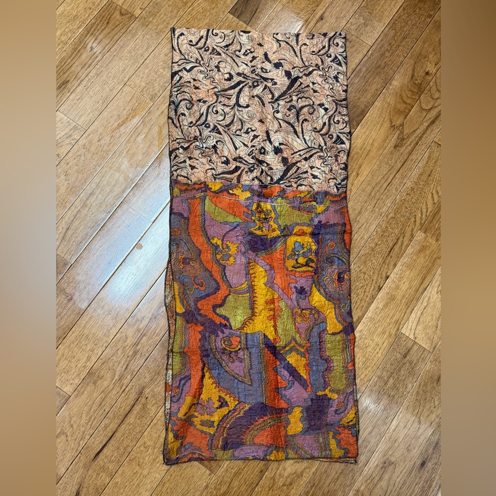 Pomegranate Moon Sari Silk and Merino Wool Fair Trade Multi Color Scarf